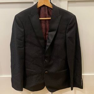 NHP Slim Fit Black Tuxedo Jacket w/ Pattern